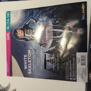 Teen Kids Skeleton Costume With Skirt - Size 14-16